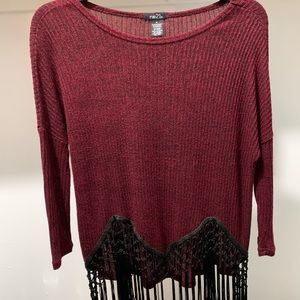 3/4 Sleeve Burgundy Shirt